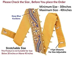 Stylish Traditional Embroidery Cloth Navy Blue Kamarband Waist Belly Belt Stretchable Vaddanam For Women Saree-thumb1