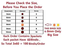 Fashions Velvet Color Red Bindi Big Size Round Sticker Bindis For Women and Girls (Size 8Mm,Pack Of 180 Bindis)-thumb2