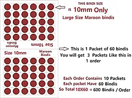 Fashions Indian Tikka Velet Maroon Bindi For Ladies Large Size Bindi For Women (10Mm Size,Pack Of 600 Bindis)-thumb1