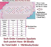 Fashions Multicolour Small Diamond Bindi Kumkum Stone Sticker Different Color Bindiya Tikli Set Multi Bindis For Girls (Pack Of 3 Sheets Small Size 2.5Mm)-thumb2