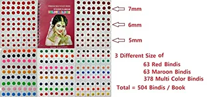 Fashions Simple Plain Round Multicolour Forehead Sticker Kumkum With Diff Sizes Spiral Bindi Booklet For Women and Girls (Small Bindi Book - Total 504 Bindis)-thumb1