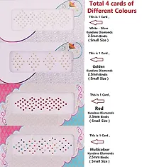 Fashion Multicolour Stones Kumdan Diamond Bindi Tiny Small Bindis Kumkum Sticker Different Colors Bindiya Tikli Set Bindi For Girls (Pack Of 4 Sheets Small Size 2.5 Mm)-thumb1