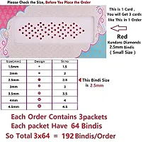 Fashions Red Colour Diamond Crystal Stone Bindis Tiny Kundan Sticker Bindiya Tikli Round Bindi For Girls (3 Sheets Small Size 2.5 Mm)-thumb1