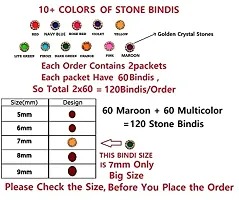 Fashions Kumkum Sindoor Pottu Fancy Bindee Sticker For Girls Maroon and Multicolor Golden Crystal Stone Bindi For Women (Size 7Mm - Pack Of 120 Stone Bindis)-thumb1