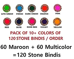 Fashions Kumkum Sindoor Pottu Fancy Bindee Sticker For Girls Maroon and Multicolor Golden Crystal Stone Bindi For Women (Size 7Mm - Pack Of 120 Stone Bindis)-thumb2