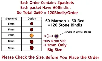 Fashions Maroon and Red Golden Crystal Stone Bindi For Women Pottu Kumkum Sindoor Bindee Sticker Bridal Bindi For Wedding Stone Bindi For Girls (Size 7Mm - Pack Of 120 Bindis Stone)-thumb1