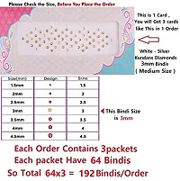 Fashions Golden Crystal Kundan Diamond Bindi Kumkum Stone Sticker Stick Round Bindiya Set Bindis For Ladies (Pack Of 3 Sheets Medium Size 3Mm)-thumb2