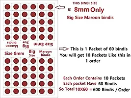 Fashions Maroon Velet Big Round Bindi For Womens Bindi Stickers For Ladies (8Mm Size,Pack Of 600 Bindis)-thumb1