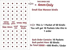 Fashions Bottu Round Velvet Maroon Bindi Small Size For Girls (4Mm Size,Pack Of 600 Bindis)-thumb1