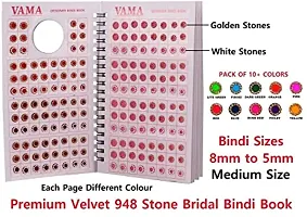 Fashions Round Multicolour Forehead Sticker Kumkum Golden and White Crystal Stone Bindi Book For Women and Girls (Bindi Booklet Stone - 948 Bindis)-thumb1