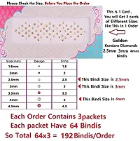 Fashions Diamond Bindi Mix Size Golden Crystal Bindiya Set Combo Glitter Kumkum Kundan Stone Sticker For Women (Pack Of 3 Cards Mix Sizes)-thumb1