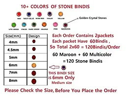 Fashions Designer Bindee Sindoor Kumkum Pottu Bindi Stone Sticker For Women Maroon and Multicolour Stone Bindis For Ladies (Size 6Mm - Pack Of 120 Stone Bindis)-thumb1