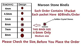 Fashions Stone Bindi For Girls Pottu Kumkum Sindoor Bindee Sticker Maroon Stone Bindi For Women (Size 6Mm - 60 Stone Bindis Marron)-thumb1