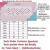 Fashions Mix Size Multi Colour Stone Diamond Bindiya Set Combo Kumkum Sticker Colourful Pottu Multicolor Bindi Set For Women (Pack Of 3 Sheets Mix Sizes)-thumb1