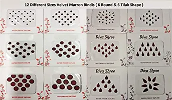 Fashions Maroon Round Velvet Small Bindis Tilak Kumkum Bindi Tikka For Girls Women Ladies (Bindis For Ladies Maroon)-thumb1