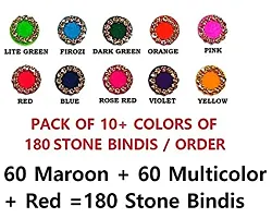 Fashions Multicolour Red Maroon Colour Kumkum Sindoor Pottu Bindee For Girls Fancy Stone Bride Bindi Sticker For Women Wedding (Size 6Mm - Pack Of 180 Bindis)-thumb2