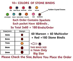 Fashions Multicolour Maroon Red Color Designer Bindee For Girls Pottu Sindoor Kumkum Bindi Sticker Combo Set Golden Crystal Stone Bindi For Ladies (Size 7Mm - Pack Of 180 Bindis)-thumb1