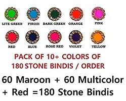 Fashions Multicolour Maroon Red Color Designer Bindee For Girls Pottu Sindoor Kumkum Bindi Sticker Combo Set Golden Crystal Stone Bindi For Ladies (Size 7Mm - Pack Of 180 Bindis)-thumb2