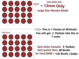 Fashions Maroon Bindis Large Size Round Bindiya Traditional Bindis For Women (12Mm Size,Pack Of 120 Bindis)-thumb1