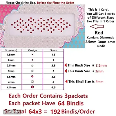 Fashions Diamond Crystal Stone Red Bindi Bindiya Kumkum Sticker Combo Set Bindi For Women (3 Sheets Mix Sizes)-thumb3