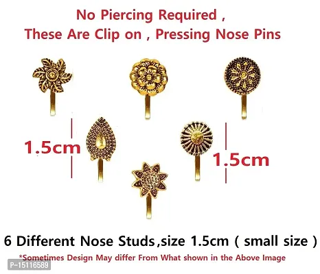 THANU'S CRAFT Press on Nose pin Without Piercing Nose ring stud gold oxidised Jewellery For Ladies  Girls-thumb2