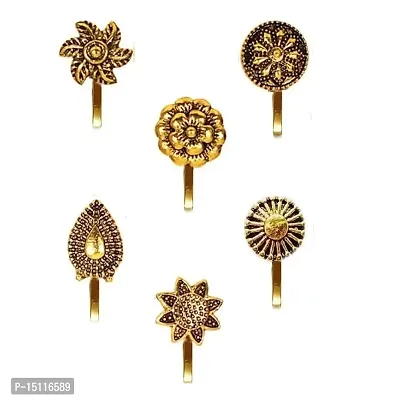 THANU'S CRAFT Press on Nose pin Without Piercing Nose ring stud gold oxidised Jewellery For Ladies  Girls-thumb0