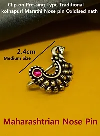 THANU'S CRAFT Maharashtrian Nath Clip on Marathi Nose ring without Piercing Oxidized nose Pin for women  Ladies-thumb2