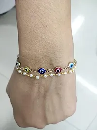 Designer Pearl Studded Protection Evil Eye Color Beads Buri Nazar Bracelet For Women And Men-thumb1