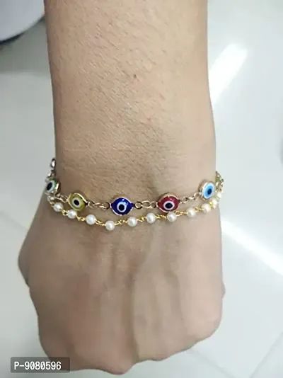 Premium Evil Eye Jewellery Pearls Beads Surakhsha Protection Bracelet For Loved Ones-thumb2