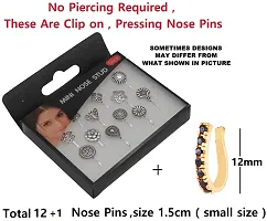 Stylish Oxidised Metal, Silver Nose Ring Studs With Body Piercing Nose Pin For Women-thumb4