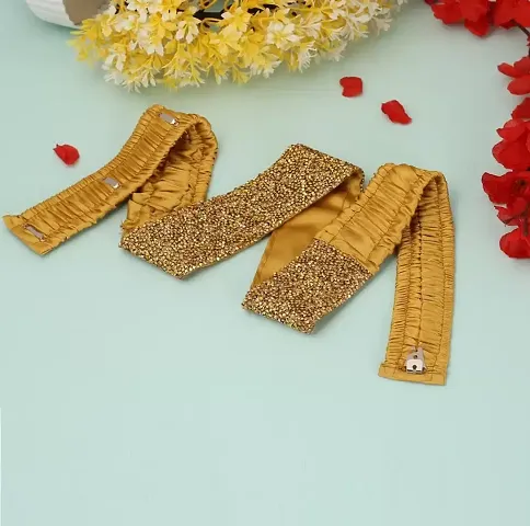 VAMA FASHIONS Golden Cloth Belt - Kamarband - Vaddanam - kamarpatta - waist hip belt - ottiyanam Belt for Girls Women Saree  Gowns (Adjustable Size 30-40 inches only)