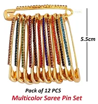 Stylish Big Brooches Accessories Sadi Sari Pins Stone Safety Saree Pins For Women Girls Ladies -Saree Safety Pin-thumb1