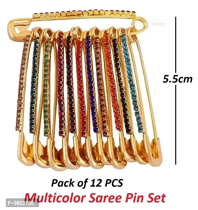 Stylish Big Brooches Accessories Sadi Sari Pins Stone Safety Saree Pins For Women Girls Ladies -Saree Safety Pin-thumb2