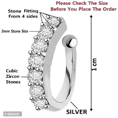 Stylish Silver Plated Clip On Pressing Without Piercing Nose Ring For Women-thumb3