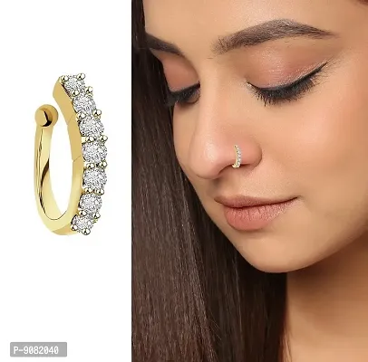 Buy Yosshita & Neha Gold Toned & White Stone Studded Nose Ring - Nosepin  for Women 2191942 | Myntra
