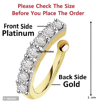 Stylish Gold Design Silver Crystal Stone Plated Clip On Pressing Type Nose Piercing Ring For Women-thumb2