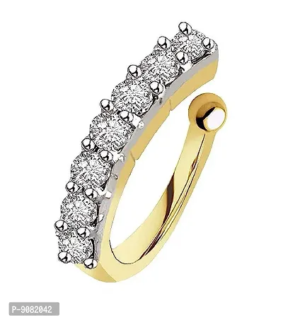Stylish Gold Design Silver Crystal Stone Plated Clip On Pressing Type Nose Piercing Ring For Women-thumb4