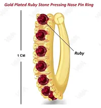 Stylish Without Piercing Clip On Pressing Type Red Nose Ring Pin Stud For Women And Girls. -Ruby And White Cz Stones-thumb2