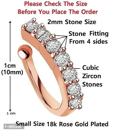Stylish Rose Gold Plated Without Piercing Clip On Pressing Type Nose Ring Pin Stud For Women And Girls.-thumb3