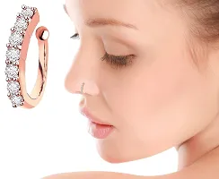 Stylish Rose Gold Plated Without Piercing Clip On Pressing Type Nose Ring Pin Stud For Women And Girls.-thumb3