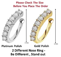 Stylish Clip On Pressing Type Without Piercing Nose Ring Pin Stud For Women And Girls -Combo 2Pcs Gold And Silver-thumb1