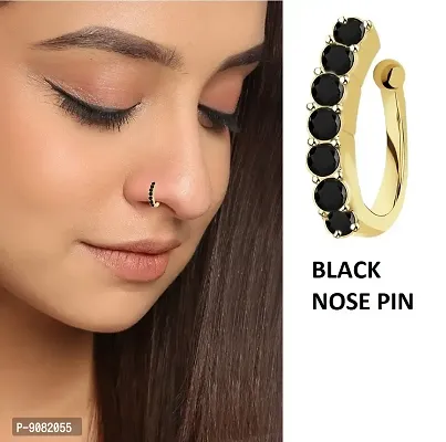 Stylish Gold Plated Baby Pink Stones Without Piercing Clip On Pressing Type Nose Ring Pin Stud For Women And Girls.