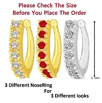 Stylish Sania Mirza Style Without Piercing Clip On Pressing Type Gold Plated White Nose Ring Pin Stud For Women-thumb3