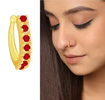 Stylish Ruby And Cz White Stones Without Piercing Clip On Nose Rings Press Nose Pins For Women Stylish.-thumb2
