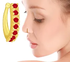 Stylish Ruby And Cz White Stones Without Piercing Clip On Nose Rings Press Nose Pins For Women Stylish.-thumb3