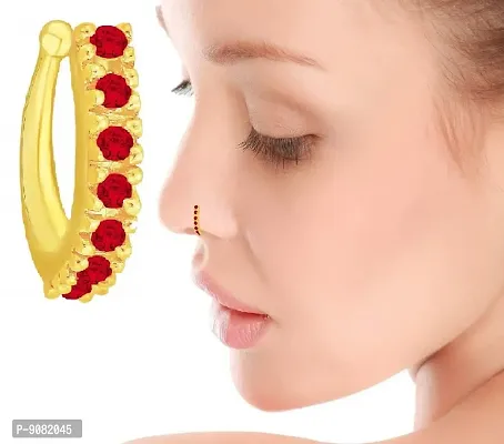 Stylish Ruby And Cz White Stones Without Piercing Clip On Nose Rings Press Nose Pins For Women Stylish.-thumb4