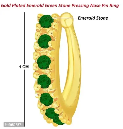 Stylish Gold Plated Clip On Nose Pin Pressing Nose Studs Green Nose Ring For Women And Girls-thumb2