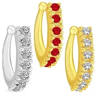 Stylish Gold Plated Clip On Pressing Type Nose Pin Rings Without Piercing For Girls And Women-thumb3