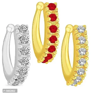 Stylish Gold Plated Clip On Pressing Type Nose Pin Rings Without Piercing For Girls And Women-thumb4