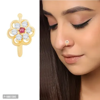 Buy Stylish Nose Ring Pressing Ruby Stone Nose Pin Non Piercing Studs Ring  For Girls - 1 Pcs Nose Ring For Women Without Piercing Online In India At  Discounted Prices